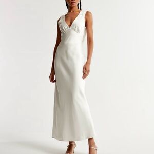 Abercrombie Plunge Cowl Back Maxi Dress - White, Small